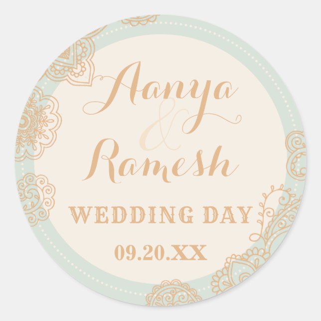 Sticker Rond Élégant Mandala Cercle pointillé Mehndi Mariage (Devant)