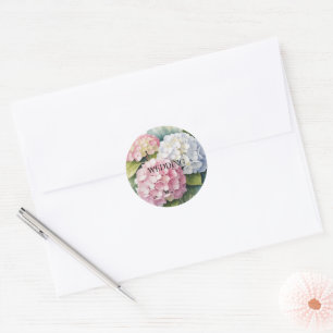 Sticker Rond Élégant mariage à l'aquarelle hydrangea
