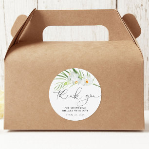 Sticker Rond Élégant Mariage avec Orchidée Blanche