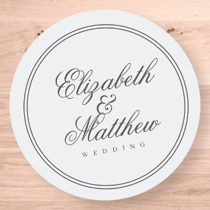 Sticker Rond Élégant Mariage blanc classique simple