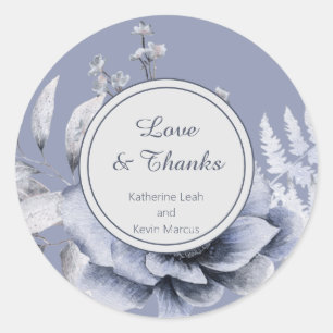 Sticker Rond Elégant Mariage bleu bleu bleu bleu floral