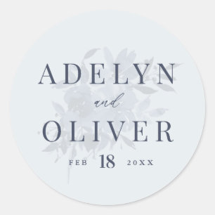 Sticker Rond Elégant Mariage bleu bleu bleu bleu floral
