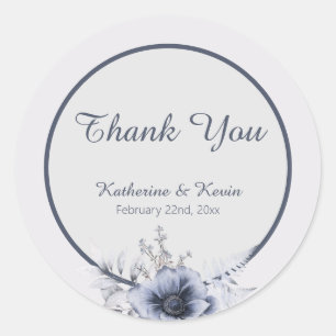 Sticker Rond Elégant Mariage bleu bleu bleu bleu floral