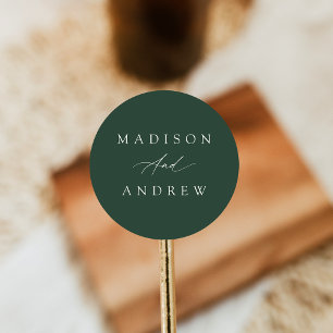 Sticker Rond Élégant Mariage Calligraphie Verte