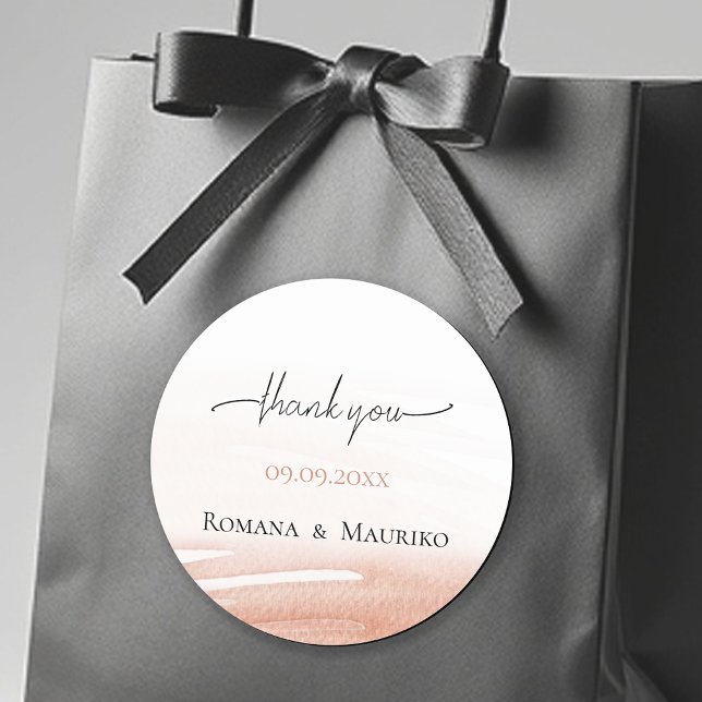 Sticker Rond Élégant Mariage corail en terre cuite (Créateur téléchargé)