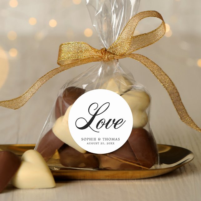 Sticker Rond Élégant Mariage d'amour cursif (Créateur téléchargé)