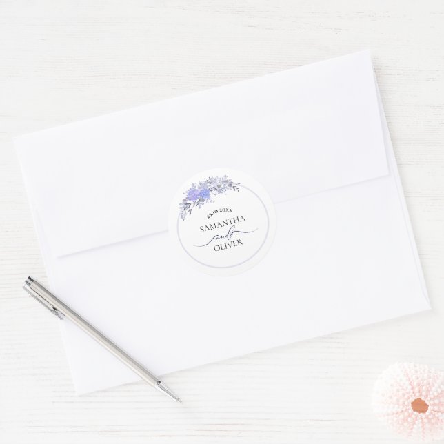 Sticker Rond Élégant Mariage d'aquarelle (Enveloppe)