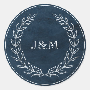 Sticker Rond Élégant Mariage d'aquarelle classe marine