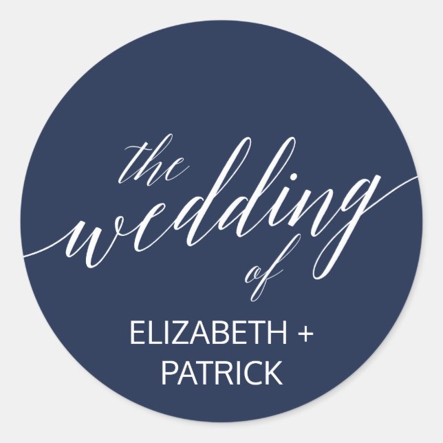 Sticker Rond Elégant Mariage de calligraphie de marine (Devant)