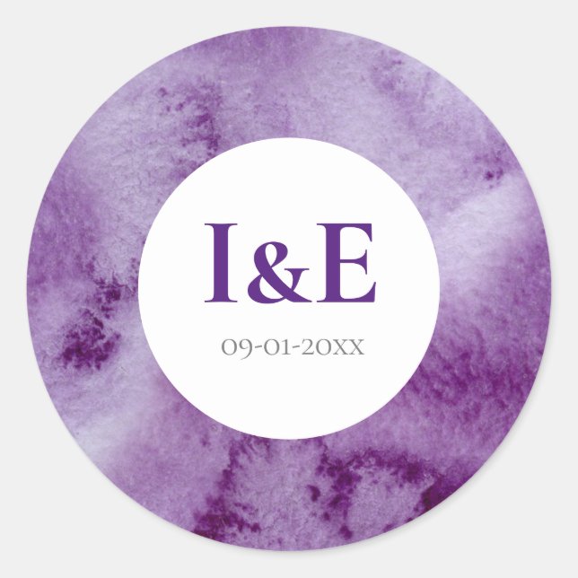 Sticker Rond Élégant Mariage de lavage couleur violet Ultra Vio (Devant)