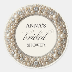 Sticker Rond Élégant Mariage de Perles