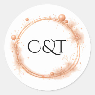 Sticker Rond Élégant Mariage de pointes d'éclaboussure de scrip