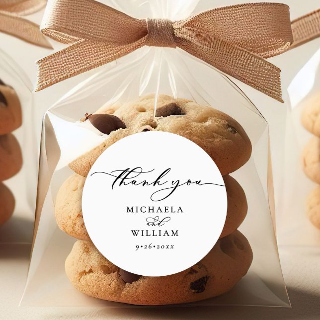 Sticker Rond Élégant Mariage de script de calligraphie manuscri (Créateur téléchargé)