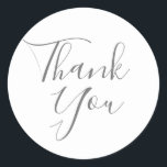 Sticker Rond Élégant Mariage de signature Merci Favoriser<br><div class="desc">Conçu pour coordonner avec notre collection Signature mariage,  avec un magnifique script blanc message de remerciement en lettrage blanc chic. Parfait pour les scellés d'enveloppe et préférez les autocollants. Conçu par Thisisnotme©</div>
