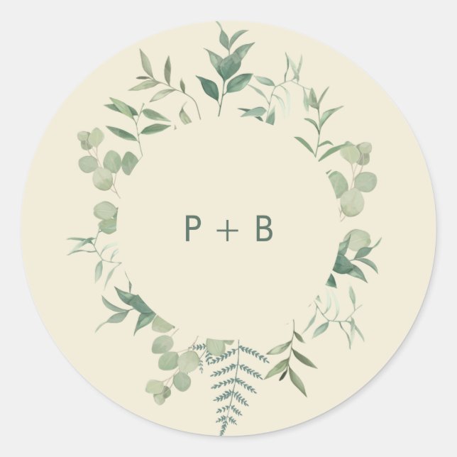 Sticker Rond Elégant Mariage de verdure Eucalyptus (Devant)