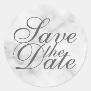 Sticker Rond Élégant mariage en marbre Enregistrer la date