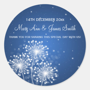 Sticker Rond Elégant Mariage Favor Tag Étincelle Épargne Sapphi