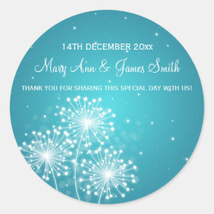 Sticker Rond Elégant Mariage Favor Tag Étincelle Étincelle Turq