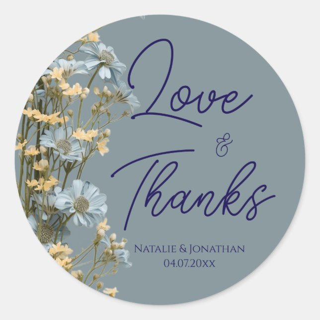Sticker Rond Élégant mariage floral  (Devant)