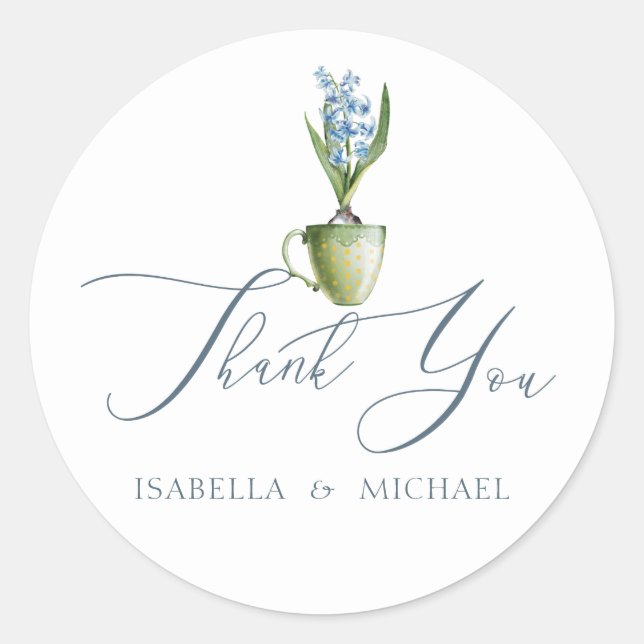 Sticker Rond Elégant Mariage floral aquarelle (Devant)