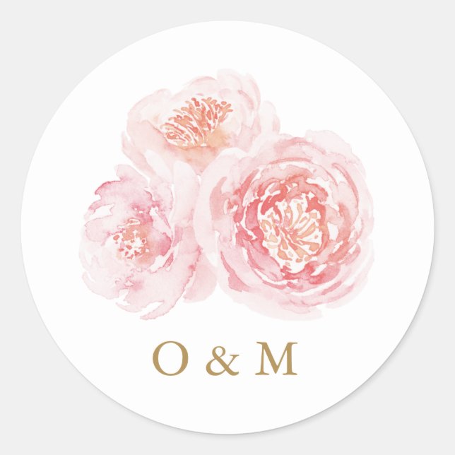 Sticker Rond Elégant mariage floral couleur rose vif (Devant)