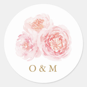 Sticker Rond Elégant mariage floral couleur rose vif