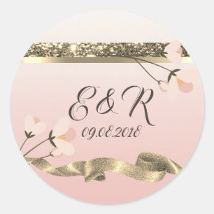 Sticker Rond Élégant Mariage floral élégant