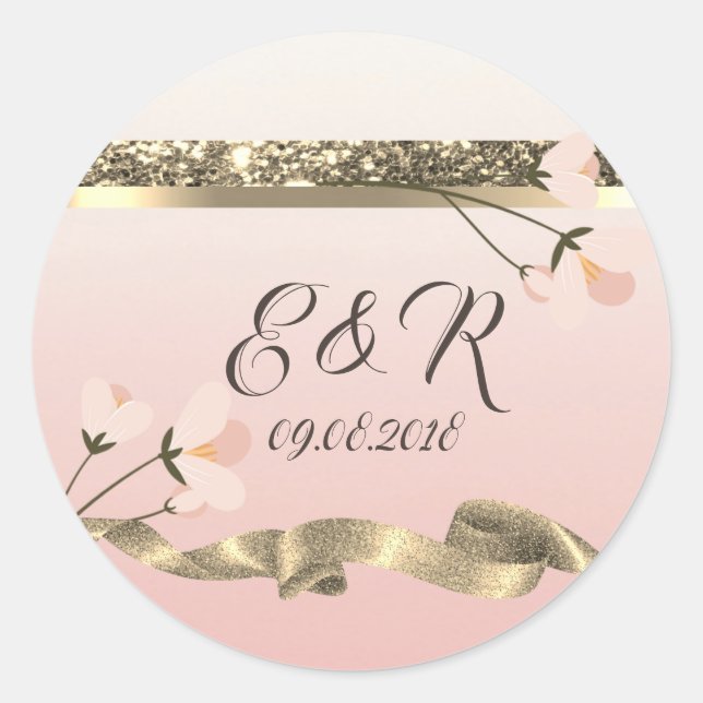 Sticker Rond Élégant Mariage floral élégant (Devant)