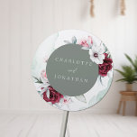 Sticker Rond Élégant Mariage floral Emerald vert & Bourgogne<br><div class="desc">Élégant Sticker Floral Emerald Green & Burgundy Mariage Classic Round</div>