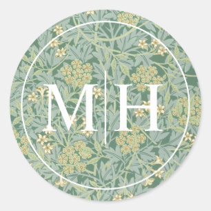 Sticker Rond Élégant Mariage Floral Vert