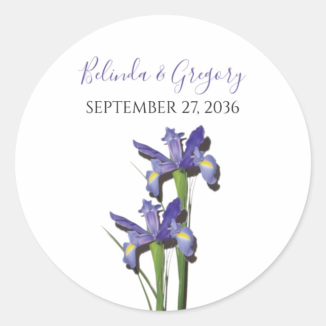 Sticker Rond Élégant Mariage Iris violet (Devant)