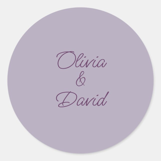 Sticker Rond Élégant Mariage lilas (Devant)