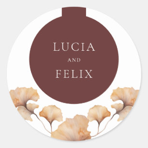 Sticker Rond Élégant Mariage minimaliste Floral Automne
