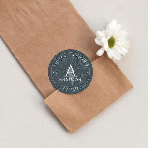 Sticker Rond Élégant Mariage moderne gris ardoise