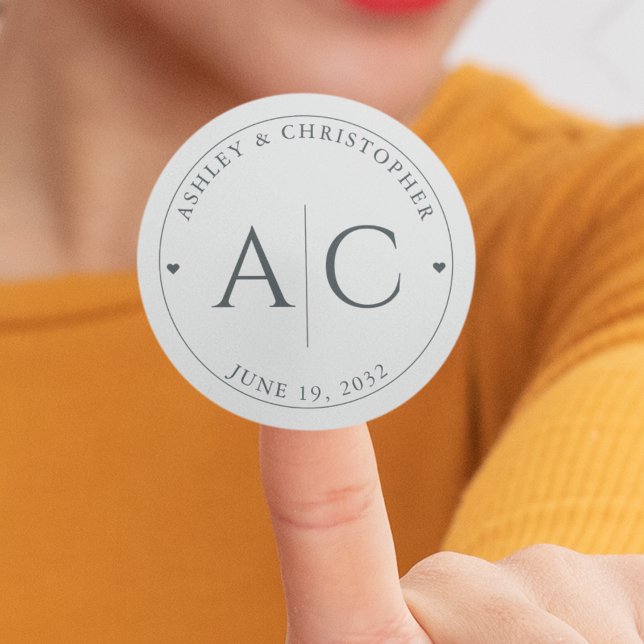 Sticker Rond Élégant Mariage moderne Space Grey (Créateur téléchargé)