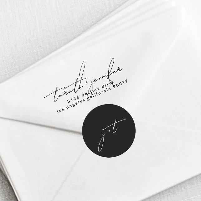 Sticker Rond Élégant Mariage Monogramme de script élégant (Créateur téléchargé)