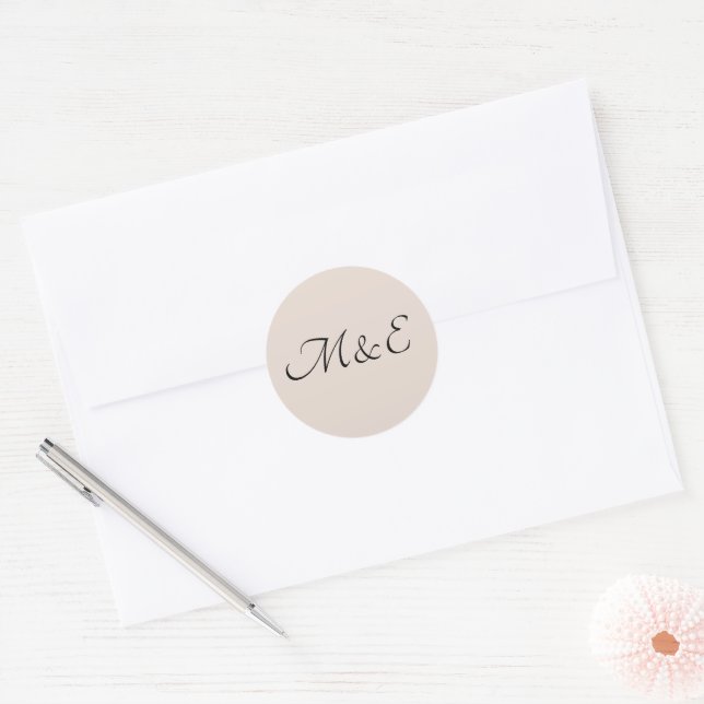 Sticker Rond Élégant Mariage monogramme minimal (Enveloppe)