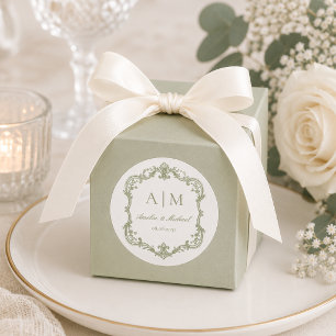 Sticker Rond Élégant Mariage Monogramme Vintage