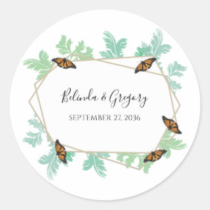 Sticker Rond Élégant Mariage papillon Monarque