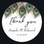 Sticker Rond Élégant Mariage Peacock<br><div class="desc">Élégant Peacock Feather Mariage Classic Round Sticker</div>