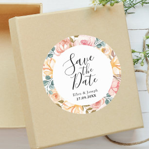 Sticker Rond Élégant mariage personnalisé Fleur sauvage Enregis