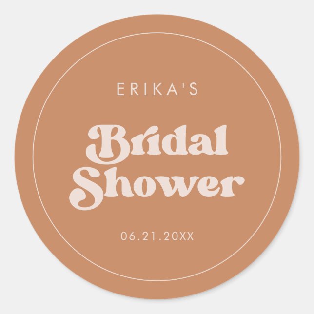Sticker Rond Élégant mariage rétro brun sucre (Devant)