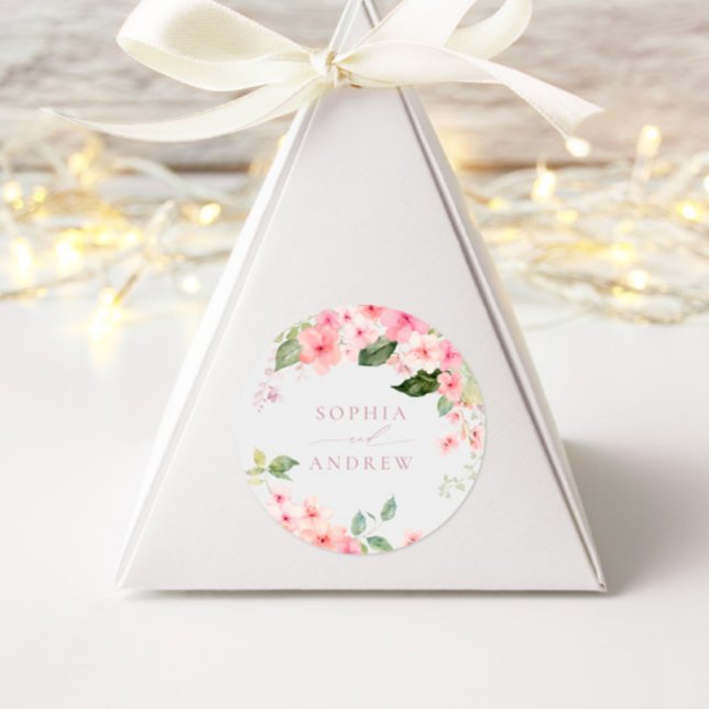 Sticker Rond Élégant Mariage rose Sakura Fleurs (Créateur téléchargé)