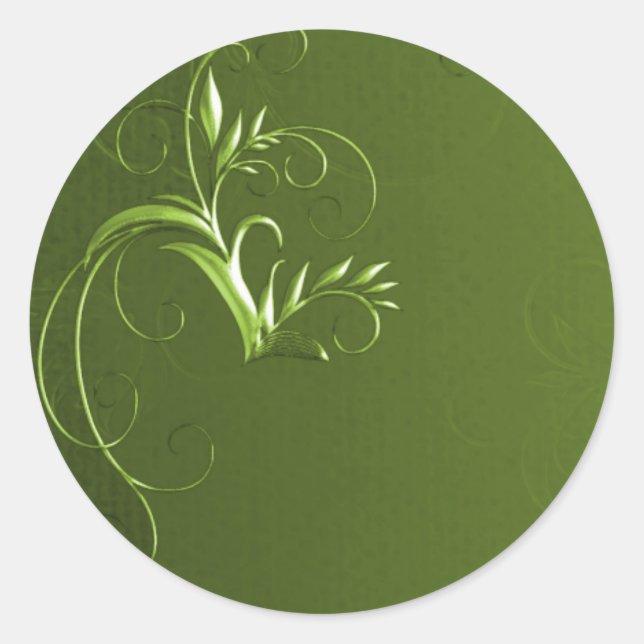 Sticker Rond Elégant Mariage vert Enveloppe sceaux (Devant)