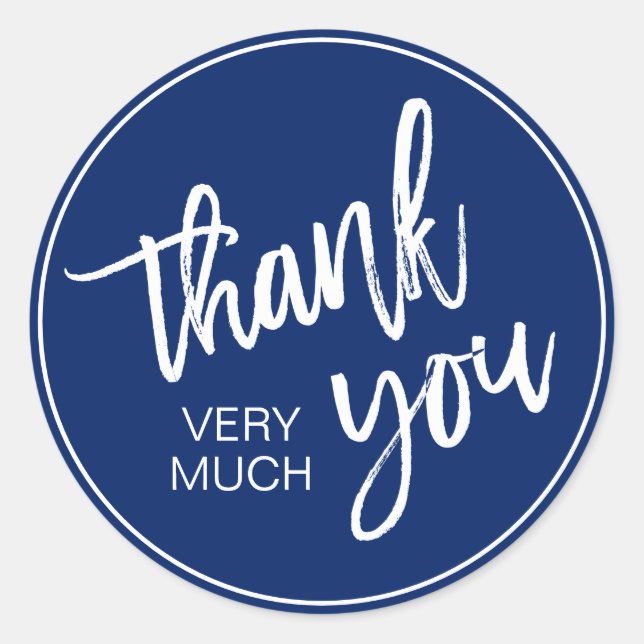 Sticker Rond Elégant Merci Bleu Bleu Marine (Devant)