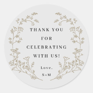 Sticker Rond Élégant Merci de couronne d'or