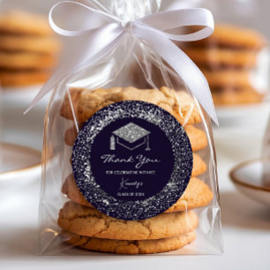 Sticker Rond Élégant Merci de graduation - Casquette argent