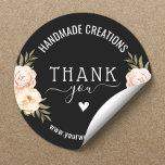 Sticker Rond Élégant Merci d'entreprise artisanal Floral<br><div class="desc">Stickers de Merci d'entreprise artisanal floral élégant.</div>