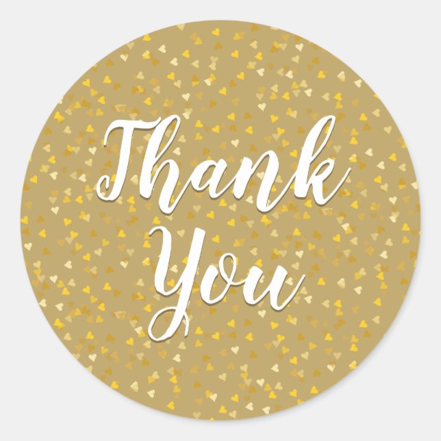 Sticker Rond Elégant Merci des Coeurs d'Or (Devant)