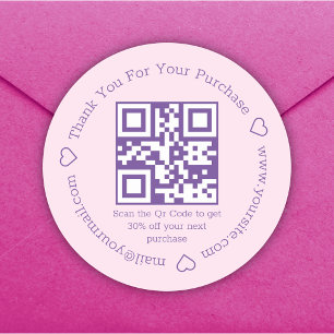 Sticker Rond élégant merci entreprise qr code rose violet